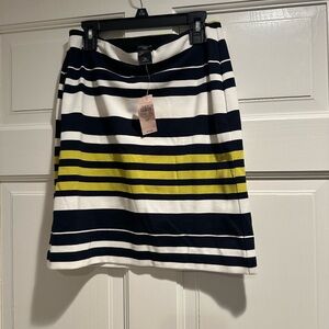 Ann Taylor Navy and Lime Green /Chartreuse Striped Mini Skirt